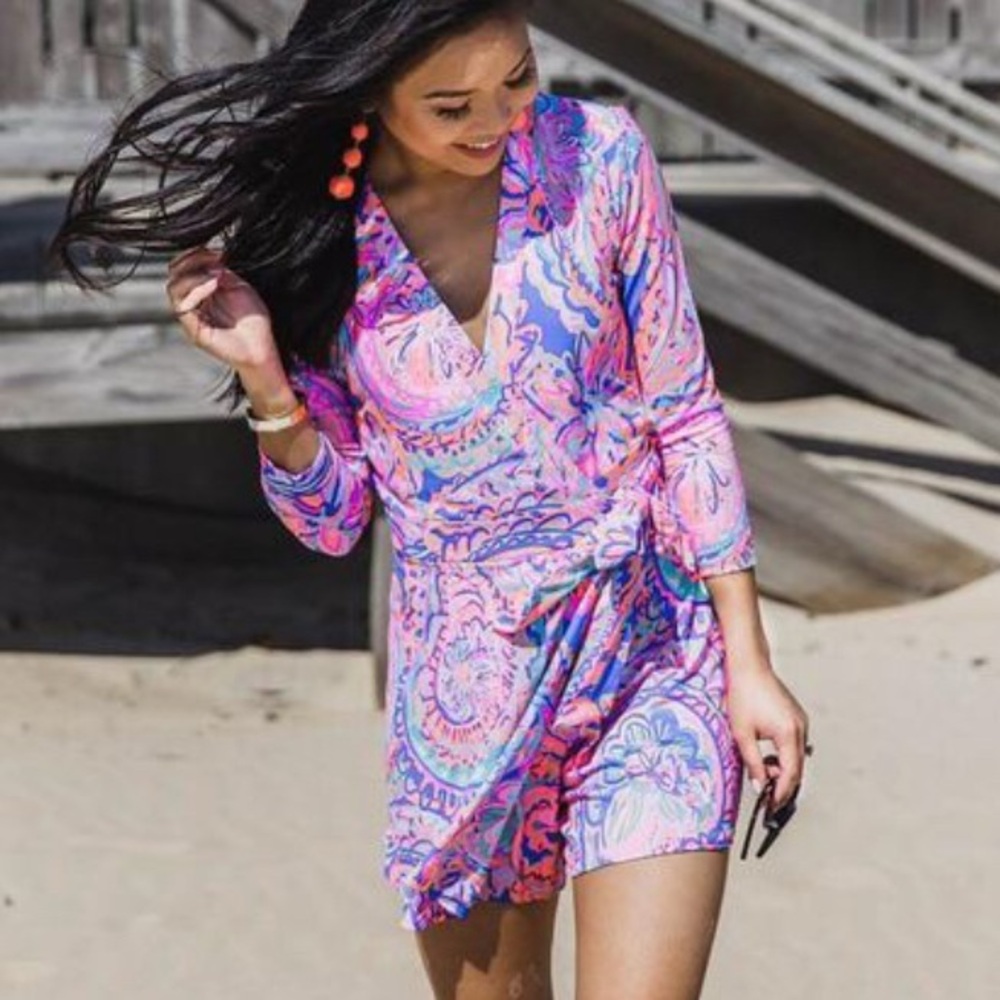 Lilly Pulitzer Pink and Blue Floral Romper - Size XS